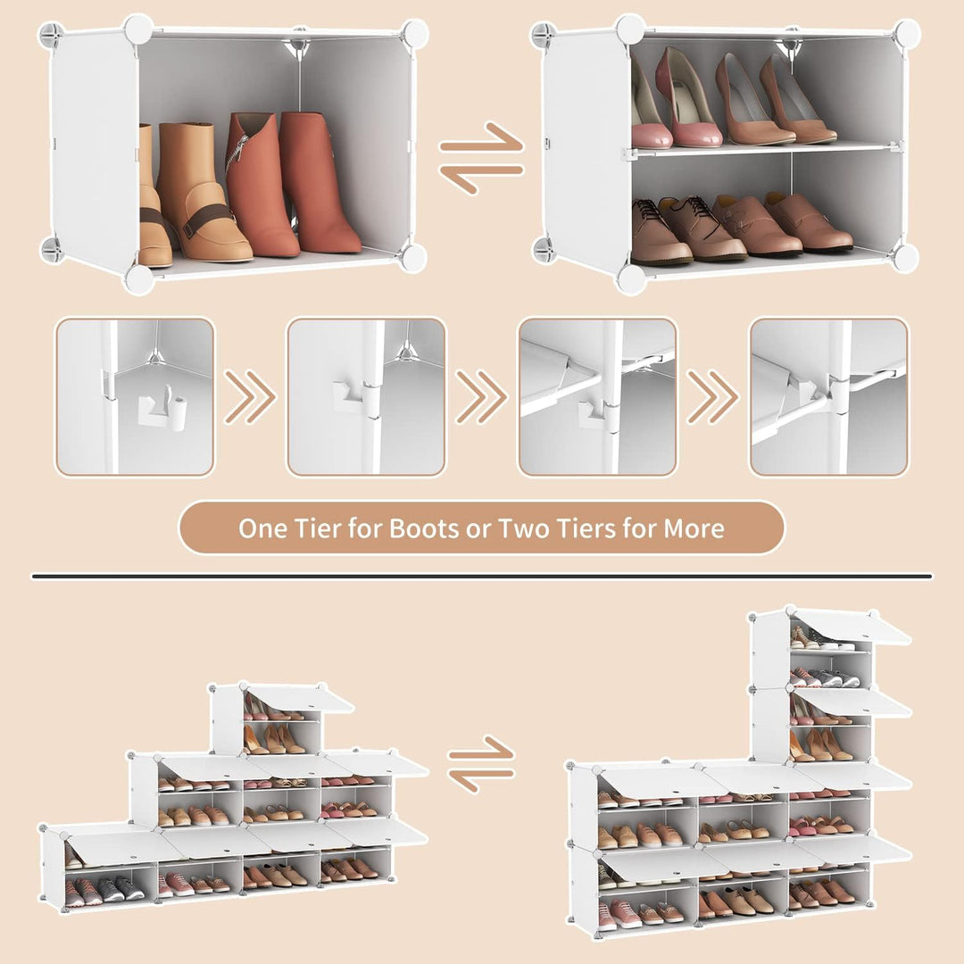 Schuhregal Organizer, 8 Etagen Schuhschrank 32 Paar Tragbares Schuhablage, Platzsparendes Schuhregal