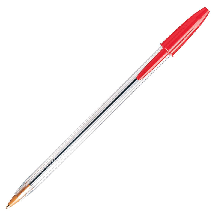 BIC MS11-RD Cristal Stic Kugelschreiber, 1 mm mittlere Spitze, rot, 12 Stück