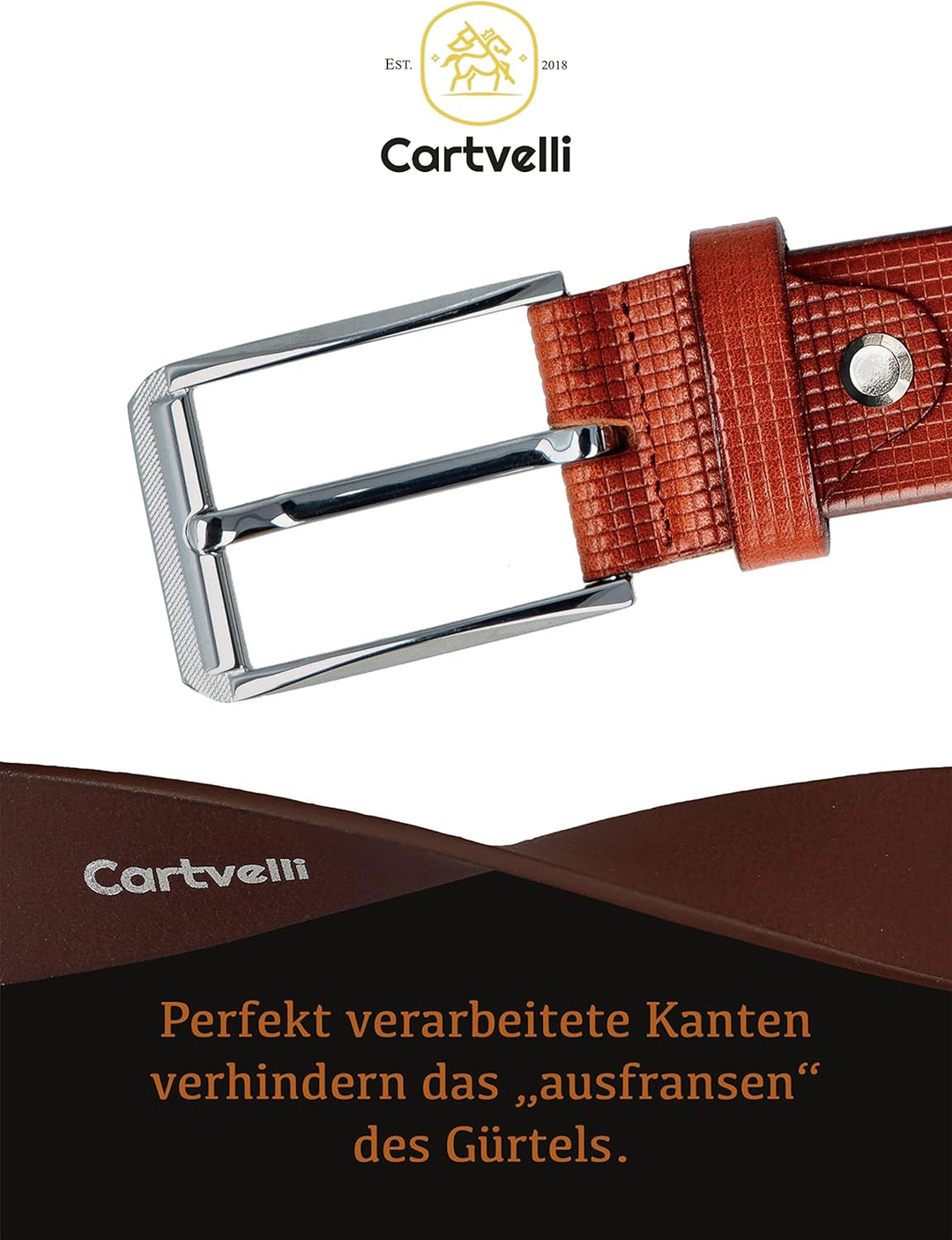 Cartvelli Business Ledergürtel Herren inkl. Geschenkbox Made in Germany - Echt Leder Gürtel Anzug 35