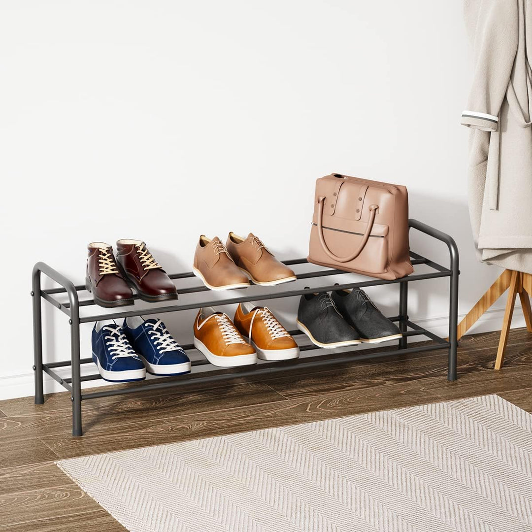 FANHAO Schuhregal, Schuhregale 2 Ebenen Edelstahl, Schuh-Organizer für bis zu 9-12 Paar Schuhe, Schu