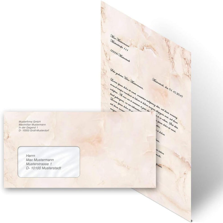 Briefpapier Sets Marmor & Struktur, MARMOR TERRACOTTA 100 Blatt Briefpapier + 100 passende Briefumsc