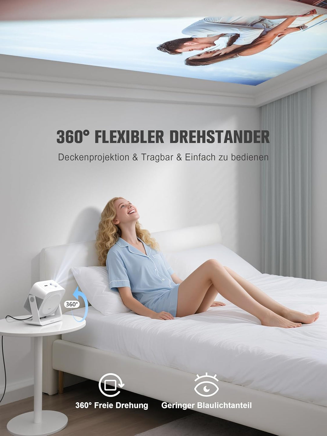 【Google TV/Netflix Offiziell】 Smart Beamer 4K Heimkino, VOPLLS 1200ANSI Projektor mit Autofokus ＆ Tr