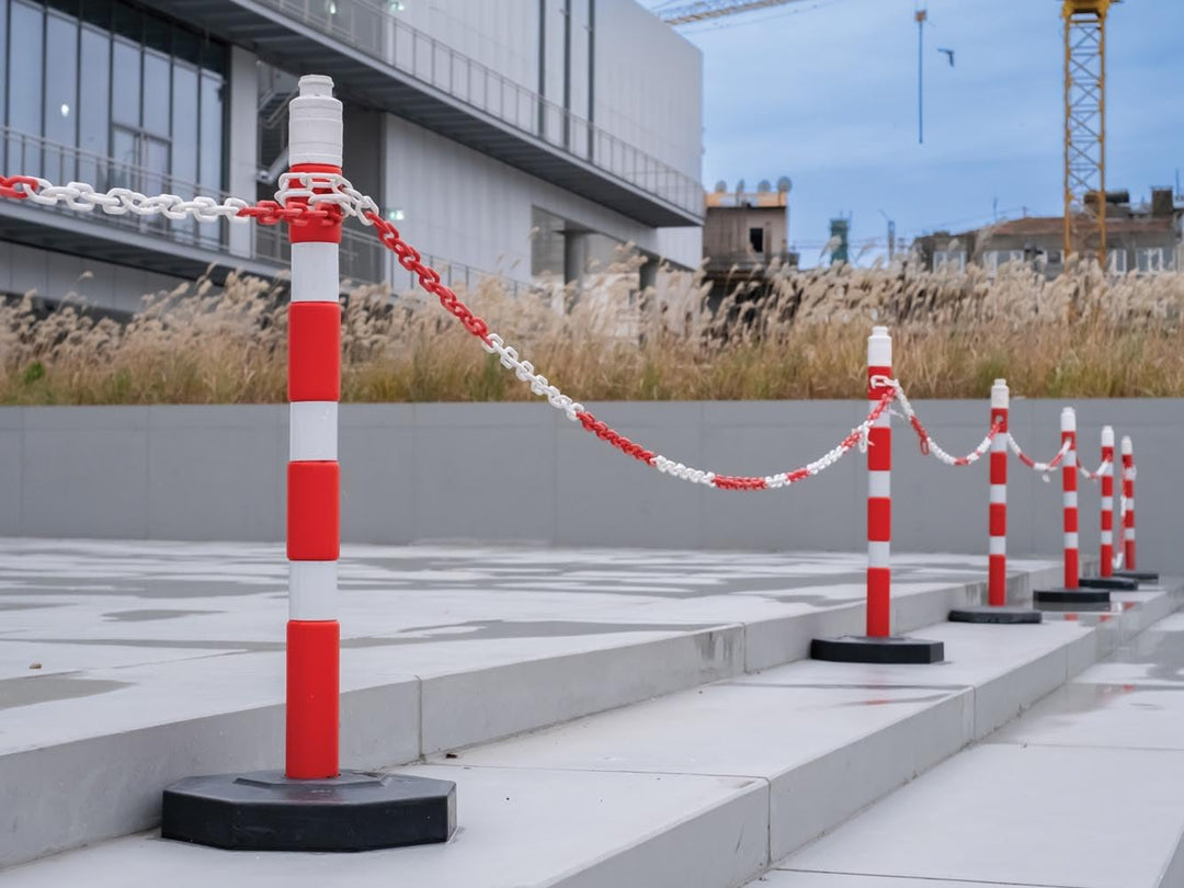 Perel Absperrkette rot weiss 10 m, Kunststoff, Sicherheitskette für innen und aussen, Markierungsket