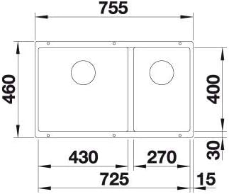 BLANCO SUBLINE 430/270-U | SILGRANIT anthrazit | Einbauart: Unterbau | Hauptbecken links | ohne Abla