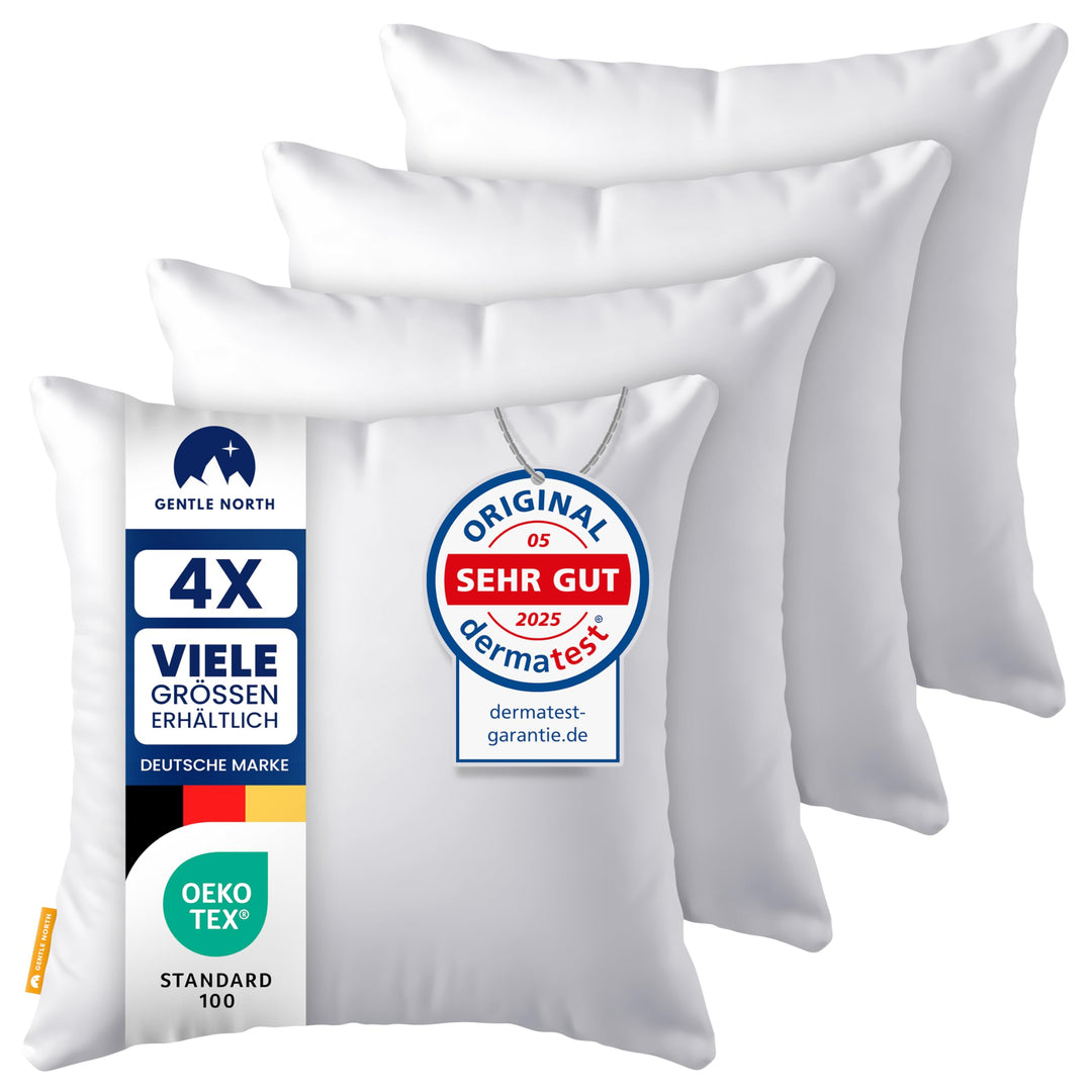 Gentle North Kopfkissen (80x80 cm gross) - 4er Set Kissen für Bett und als Dekokissen - Mit Reissver