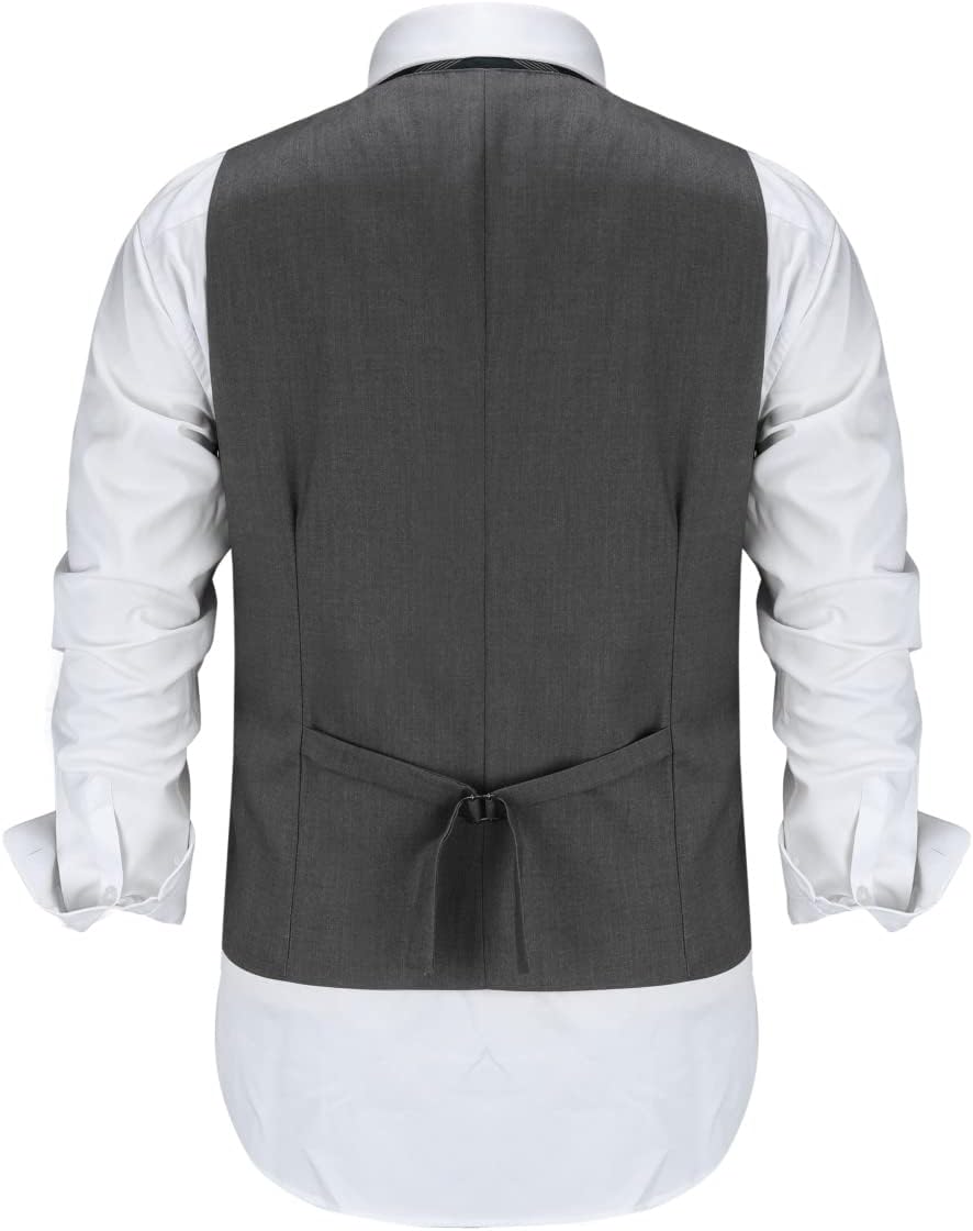 Allthemen Herren Anzugweste mit Schichten V-Ausschnitt Western Weste Slim Fit Layered Herrenweste Bu