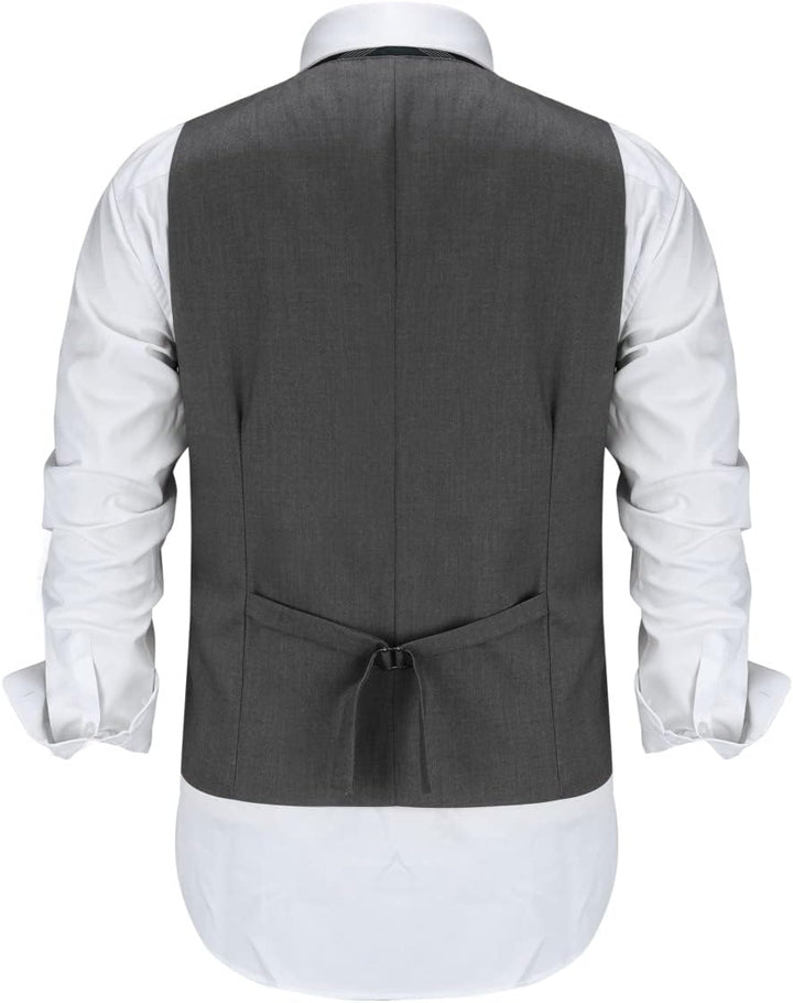 Allthemen Herren Anzugweste mit Schichten V-Ausschnitt Western Weste Slim Fit Layered Herrenweste Bu