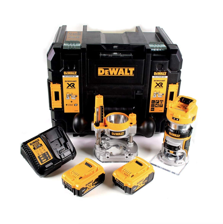 DEWALT DCW 604 P2 Akku Kombifräse 18V 55 mm + 2x Akku 5,0Ah + Ladegerät + TSTAK Single, Single
