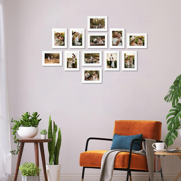 EXYGLO 12er Set Bilderrahmen 9x13 cm, Weisse Fotorahmen Collage für 13x9 cm Fotos und Bilder, Modern