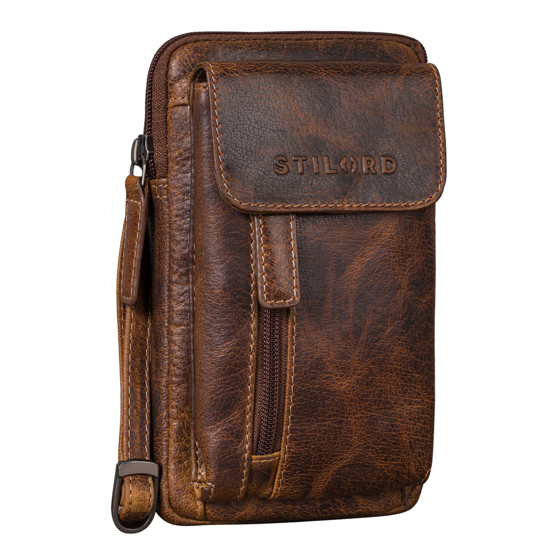 STILORD Mael 2-in-1 Umhängetasche Herren Leder Handytasche zum Umhängen Gürteltasche Brusttasche - S