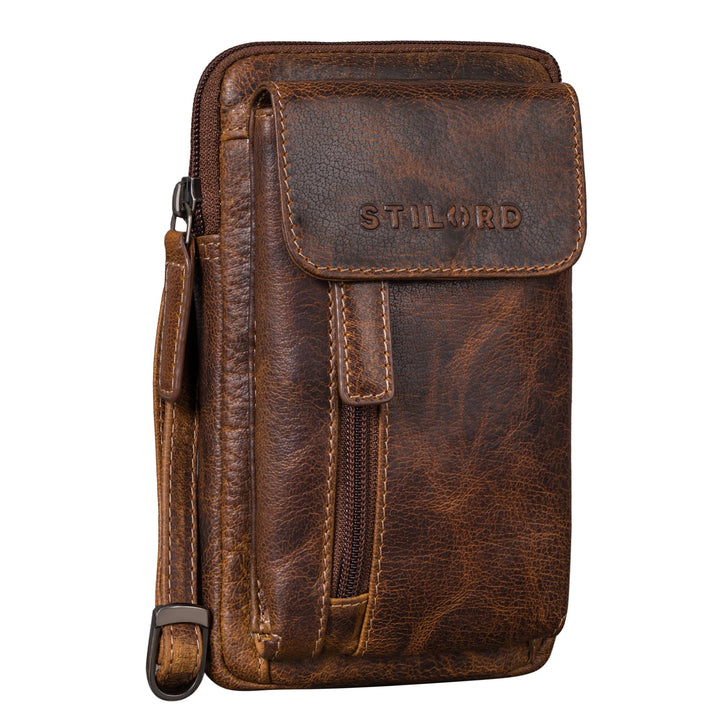 STILORD Mael 2-in-1 Umhängetasche Herren Leder Handytasche zum Umhängen Gürteltasche Brusttasche - S