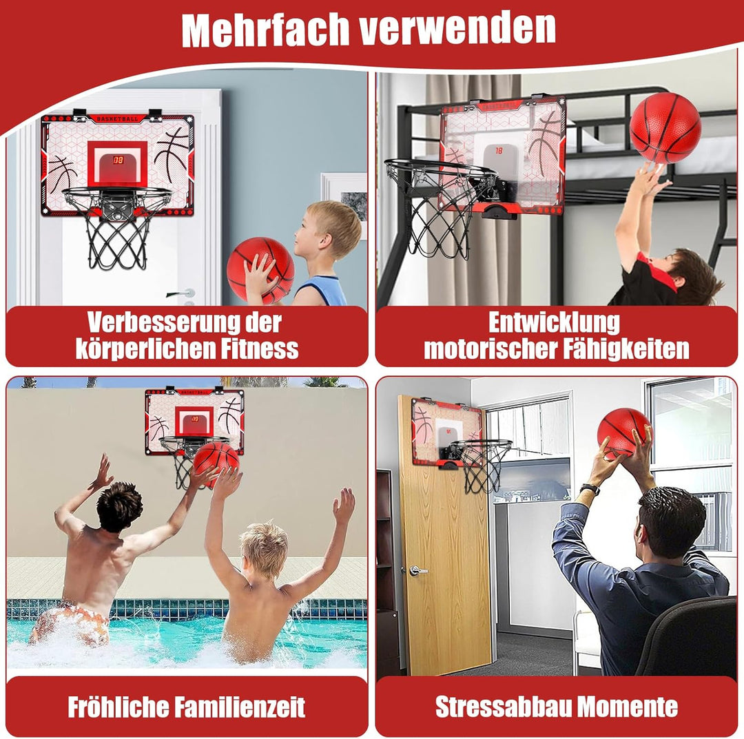 Joellfuner Mini Basketballkorb Indoor, LED Basketballkorb Kinder, Basketballkorb mit Elektronische A