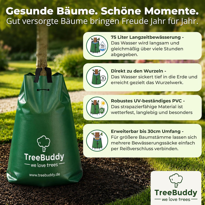 5xTreeBuddy Baumbewässerungssack 75L Bewässerungssack Bäume, Baumbeutel Langzeitbewässerung, Wassers
