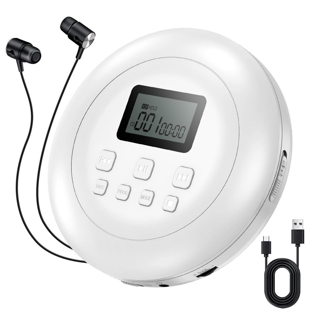 Gueray Tragbarer CD-Player CD Spieler Persönliche CD Player mit Kopfhörer LCD Display Anti-Skip Schu