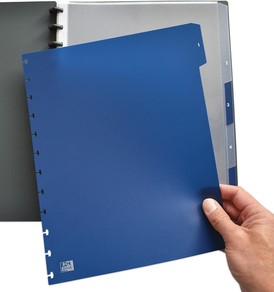 Oxford polyvision Ringmappe A4, mit vario-zipp, 20 Hüllen, schwarz, 5er Pack & Oxford manageMe Ringm