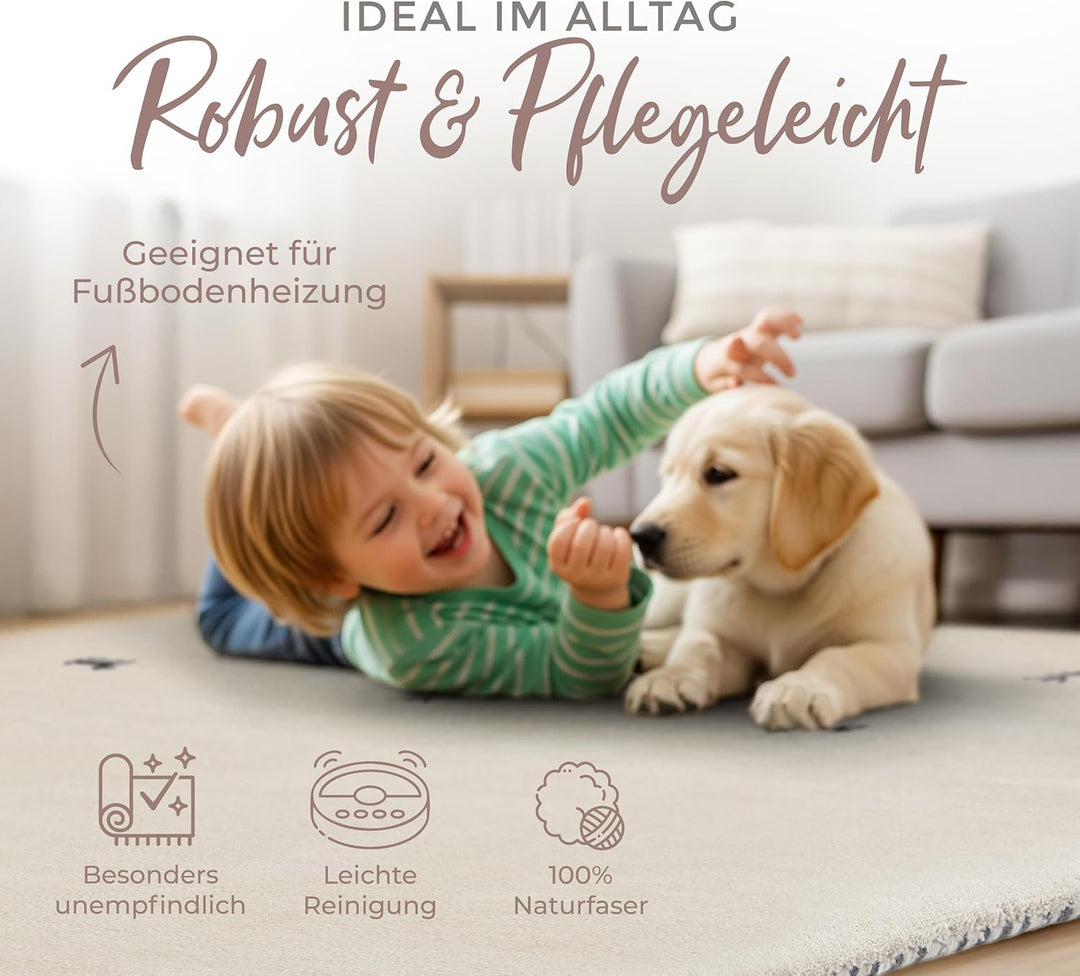 carpetfine Wollteppich Gabbeh Uni Quadratisch Weiss 60x60 cm | Moderner Teppich für Wohn- und Schlaf