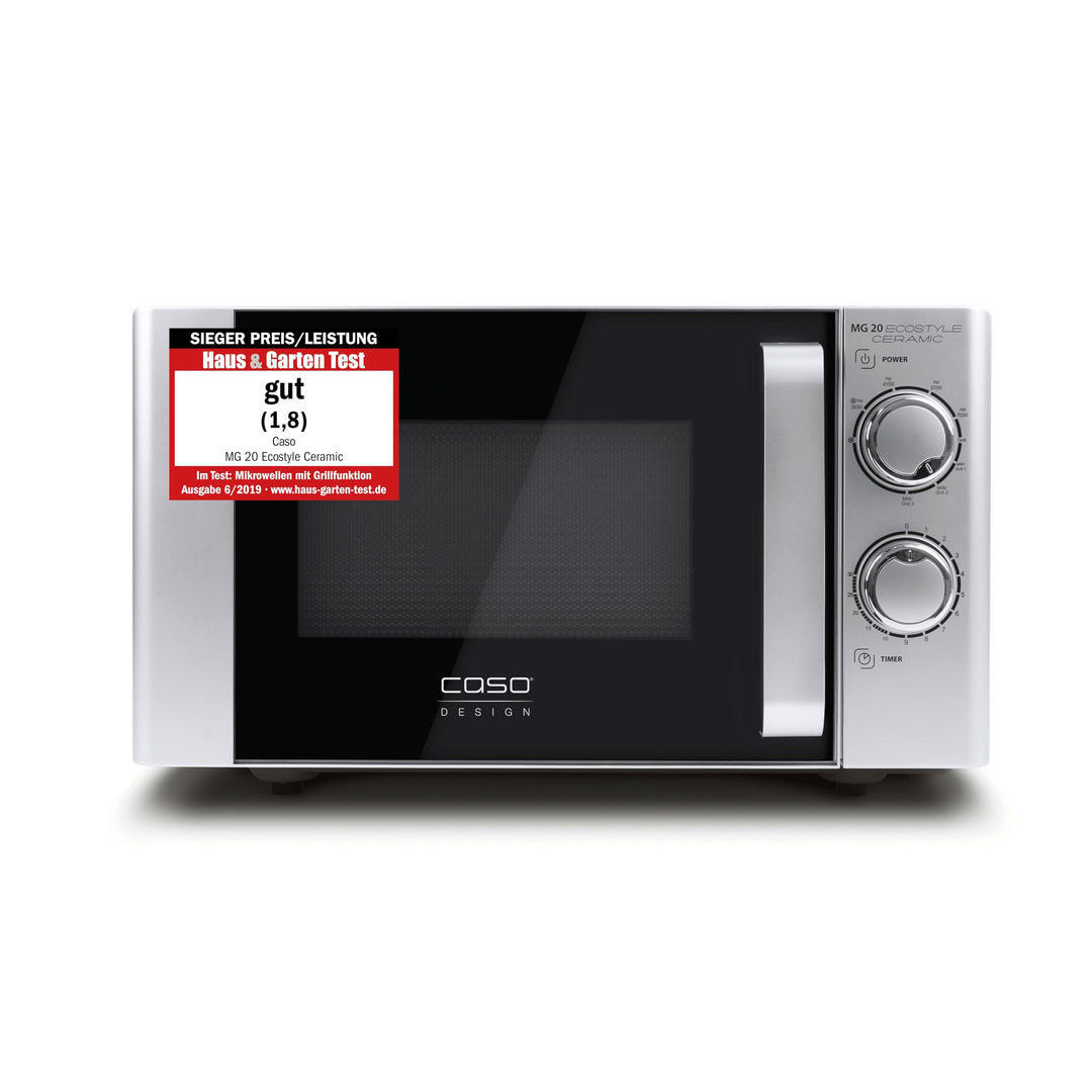 CASO | MG20 Ecostyle Ceramic 2-in-1 Mikrowelle mit Grill | Keramikboden, Grill-Rost, 20 L, 700 W, 10