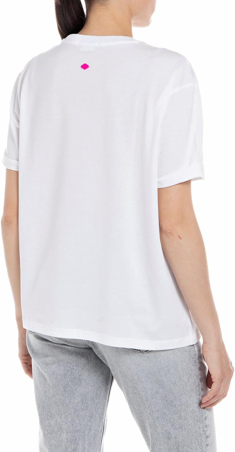 Replay Damen T-Shirt Kurzarm Replay Lover S Optical White 001, S Optical White 001