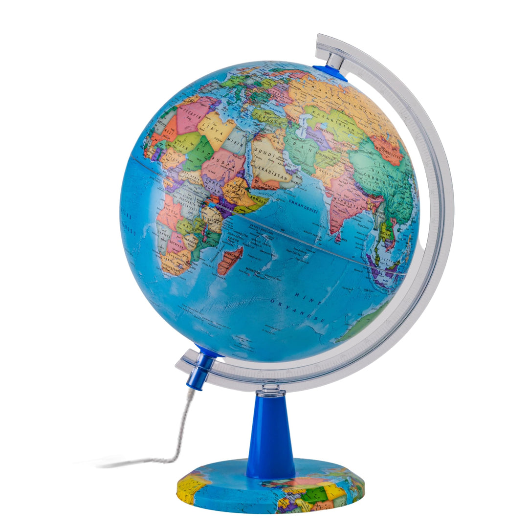 TOPGLOBE 30cm Leuchtglobus - Englische Karte - Schülerglobus Moderne Politische Weltkugel – pädagogi