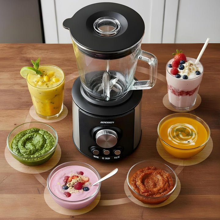 Berdsen - Becher-Mixer - Smoothie Maker - mit grossem 1,5 L Glasbehälter und Edelstahlklinge - 13 50
