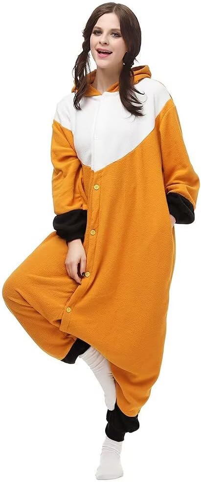 Tier Onesie Karneval Halloween Kostüm Cosplay Schlafanzüge Erwachsene M Fuchs Braun, M Fuchs Braun
