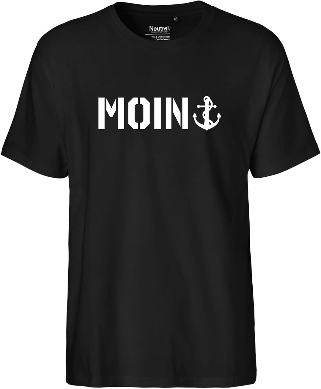 Herren T-Shirt Moin Anker Geschenk Grösse S-3XL Bio Baumwolle Fairtrade Moin Anker Geschenkidee, S S