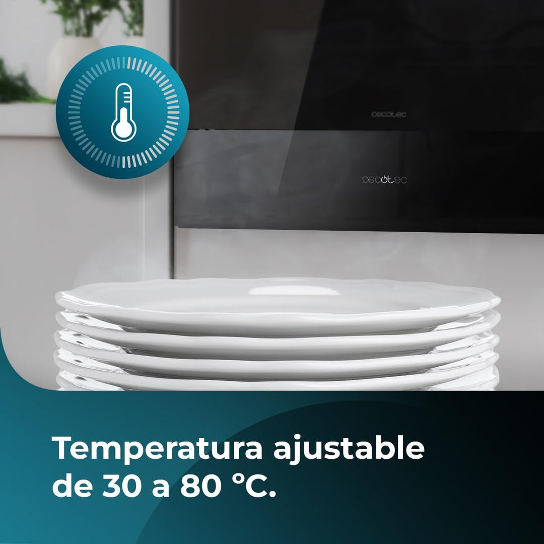 Cecotec Einbau-Wärmeschublade 60 cm Bolero Hexa WD Glass Black 470W Maximalleistung, einstellbare Te