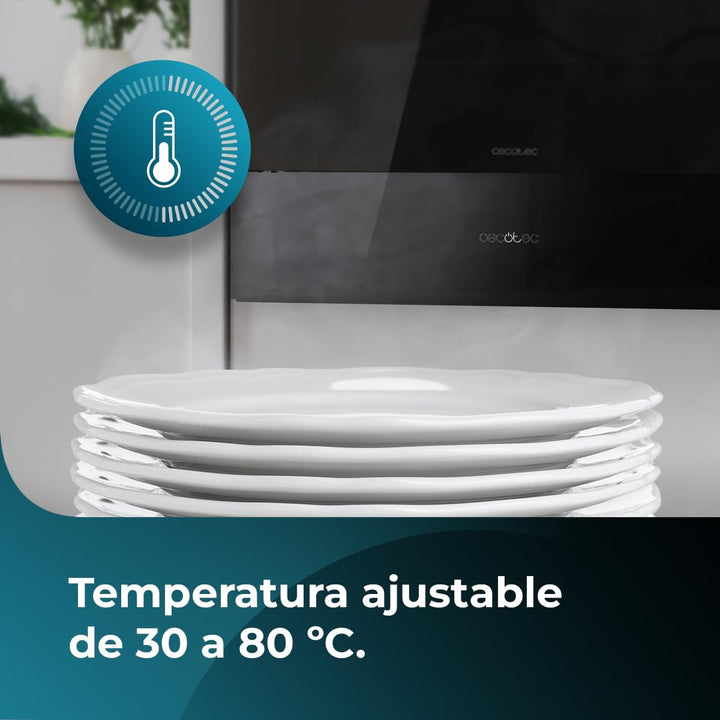 Cecotec Einbau-Wärmeschublade 60 cm Bolero Hexa WD Glass Black 470W Maximalleistung, einstellbare Te