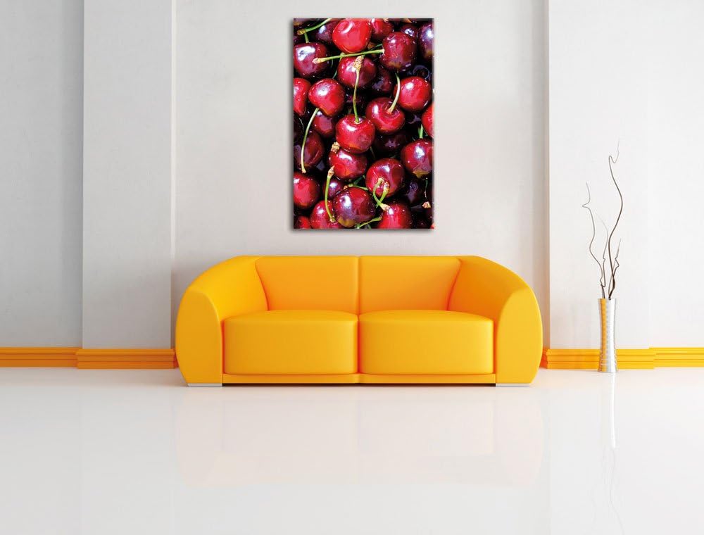 Cherry Kirschen Fruit, Format: 100x70 auf Leinwand, XXL riesige Bilder fertig gerahmt mit Keilrahmen