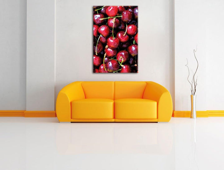 Cherry Kirschen Fruit, Format: 100x70 auf Leinwand, XXL riesige Bilder fertig gerahmt mit Keilrahmen
