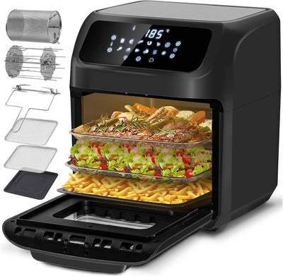 LLIVEKIT Heissluftfritteuse Heissluft-Backofen 12L, Mini-Backofen 1800W mit 6 Zubehör & Rezeptbuch,