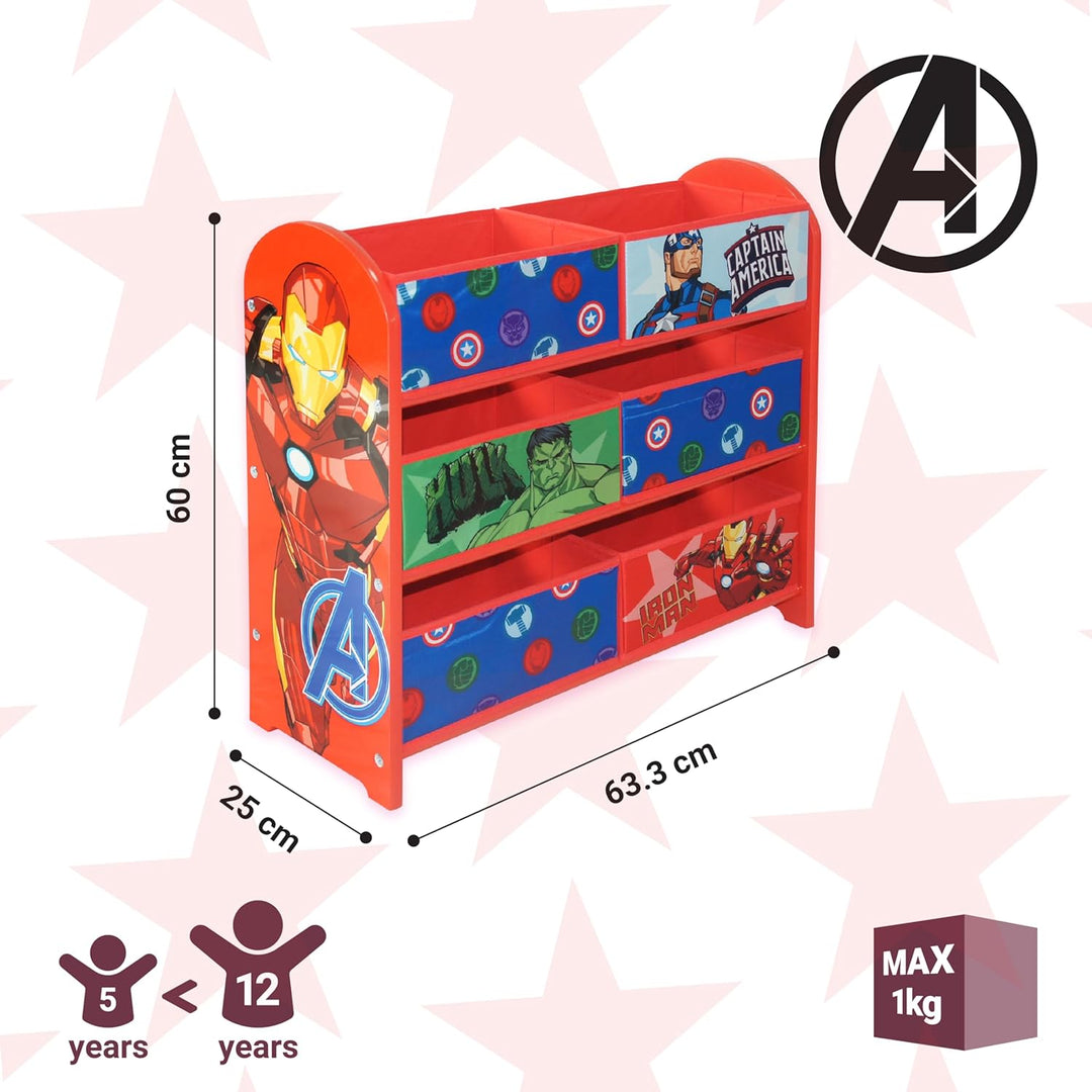 Disney Marvel Avengers Multicoloured Storage Unit with 6 Storage Boxes for Kids
