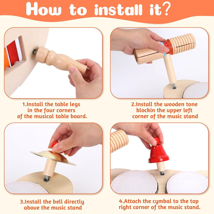 LZMDY Schlagzeug Kinder, 10-in-1 Trommel Musikinstrumente für Kinder ab 1 2 3 Jahr mit Xylophon, Kin