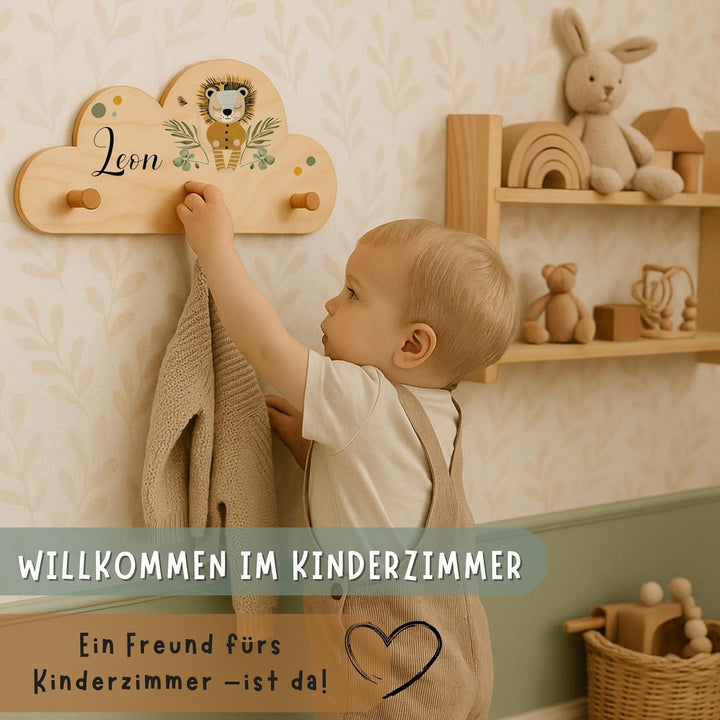 EmiliaLotte Kindergarderobe Personalisiert mit Wunschname I Garderobe Kinder aus Holz - Verschiedene