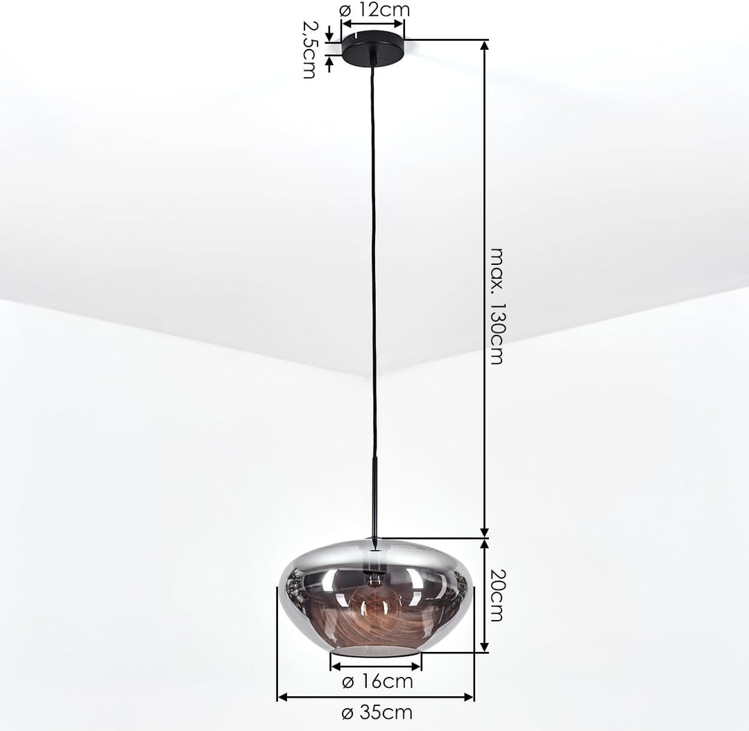 HOFSTEIN Hängeleuchte Mertola, 1-flammige Hängelampe aus Metall/Glas in Schwarz/Rauchfarben, moderne