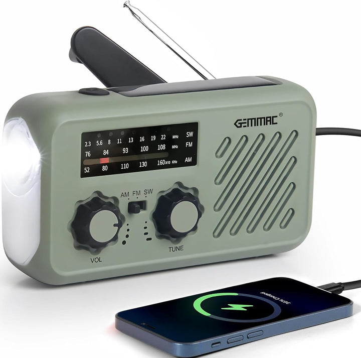 Notfall Radio, 3-Wege-Laden Emergency Radios, 2000mAh Akku Kurbelradio Solar Ladegerät Power Bank US
