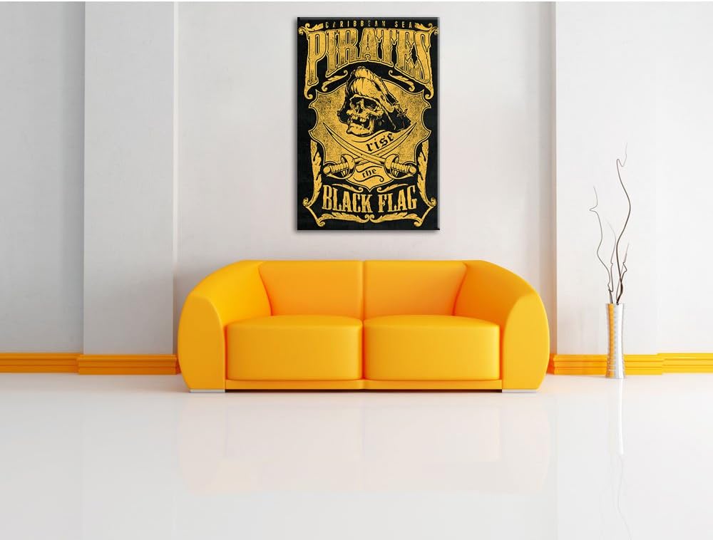 Dark Panique black Bild auf Leinwand, XXL riesige Bilder fertig gerahmt mit Keilrahmen, Kunstdruck a