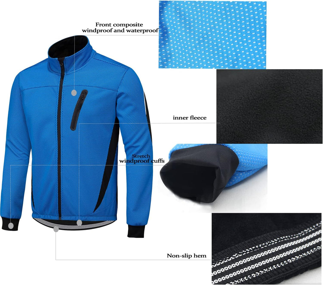 HOMTOL Herren Fahrradjacke Polarfleece-Futter Wasserdicht Winter Thermal Radjacke winddicht regenfes