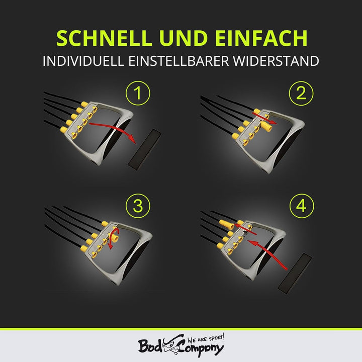 Bad Company Chest Expander I 5-Fach verstellbare Widerstandsbänder mit Griffen I Fitnessbänder für d