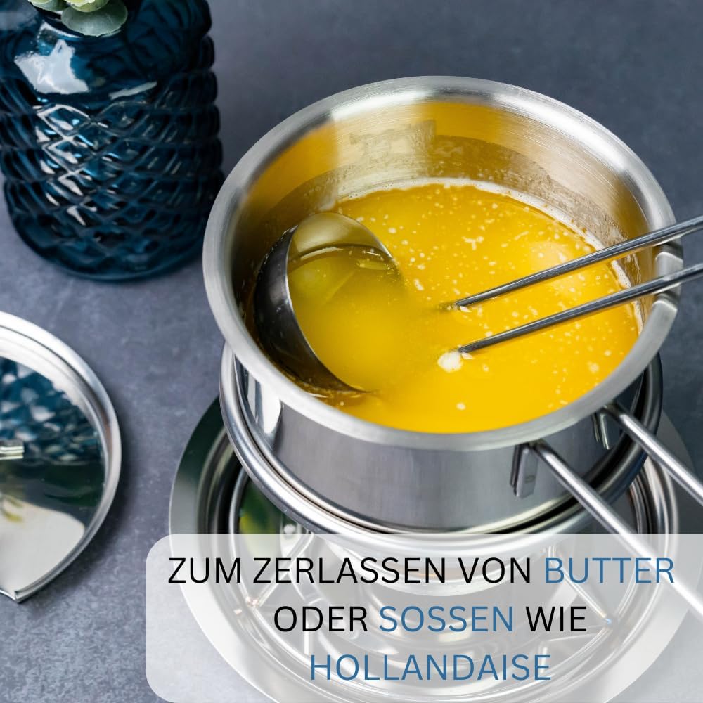 Westmark Butterpfännchen/Sossenwärmer, Mit Deckel, Sossenlöffel und Stövchen, Rostfreier Edelstahl,