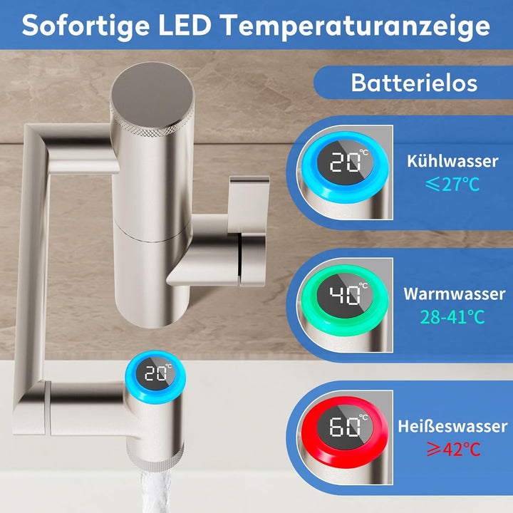 JONKEAN 1080 ° Drehbare Wasserhahn Bad mit Filter, Waschbecken Armaturen mit Temperaturanzeige, Einh