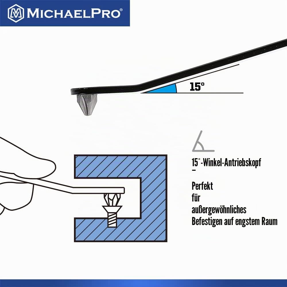 MichaelPro MP002028 Ultra Low Profile Offset Screwdriver Set Slim Profile Angle Screwdriver Phillips