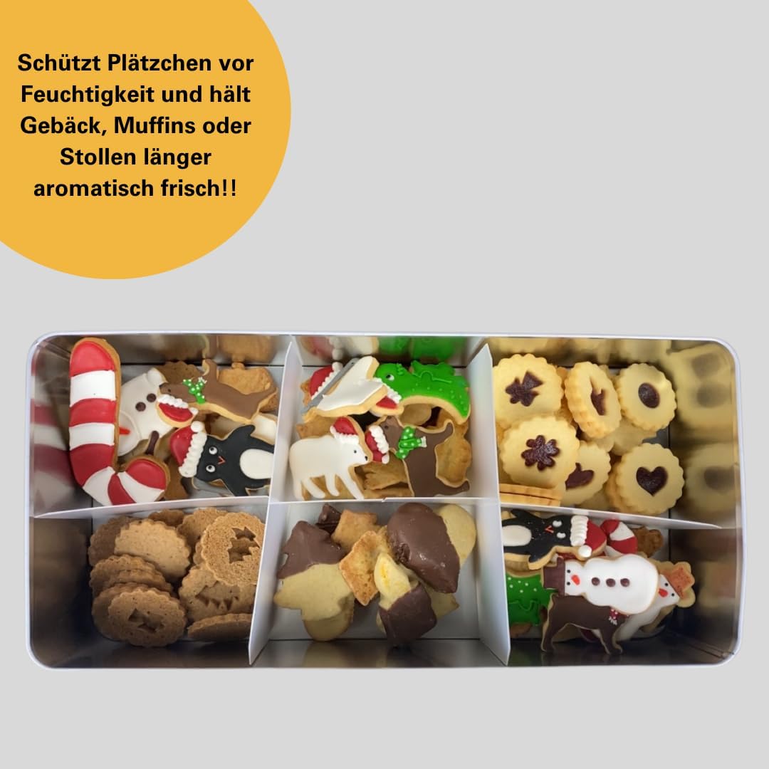 Birkmann, weihnachtliche Gebäckdose XXL, Frohe Weihnachten, Weissblech, Rechteckig, Masse: 40 x 20 c