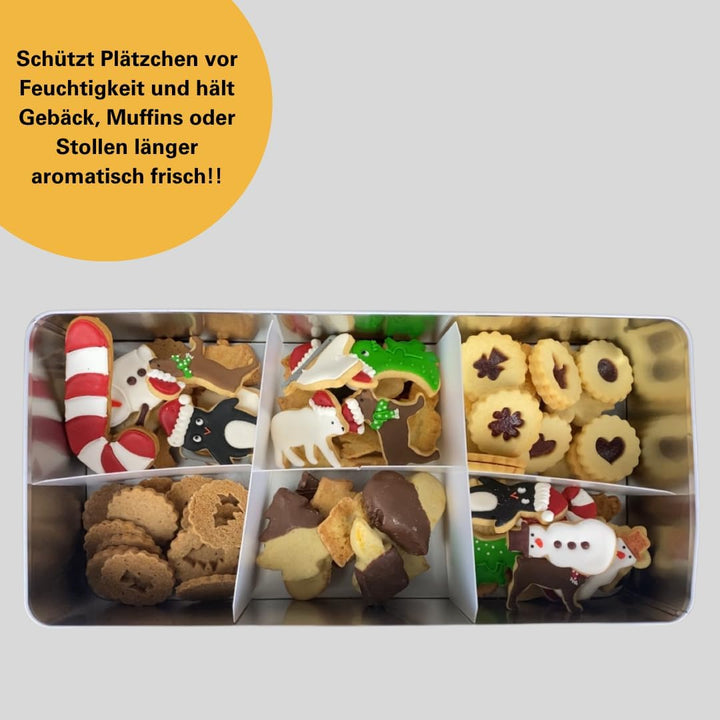 Birkmann, weihnachtliche Gebäckdose XXL, Frohe Weihnachten, Weissblech, Rechteckig, Masse: 40 x 20 c