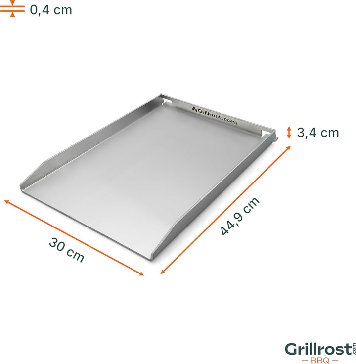 Grillrost.com Das Original Edelstahl Grillplatte | Plancha 45x30cm - passend für Napoleon Rogue (mit