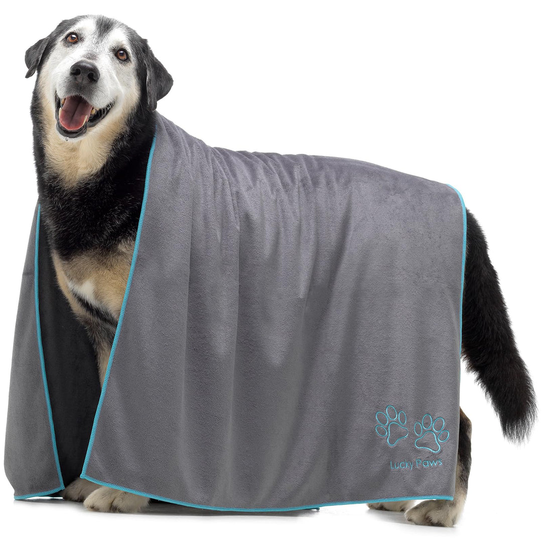 Lucky Paws® Hundehandtuch - 140x70cm XL Hundehandtuch extra saugfähig - schnell trocknend, luxuriös