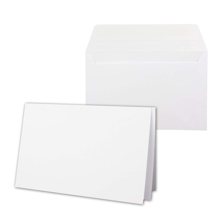 200x Kartenpaket DIN B6 Faltkarten Hochweiss/Kristallweiss - 11,5 x 17 cm - Umschlägen Weiss - Haftk