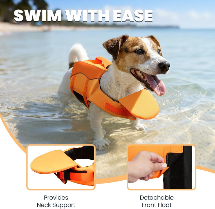 VIVAGLORY Front Float Schwimmweste Hund, Hundeschwimmweste für Bootfahren, Schwimmweste with Kopfstü