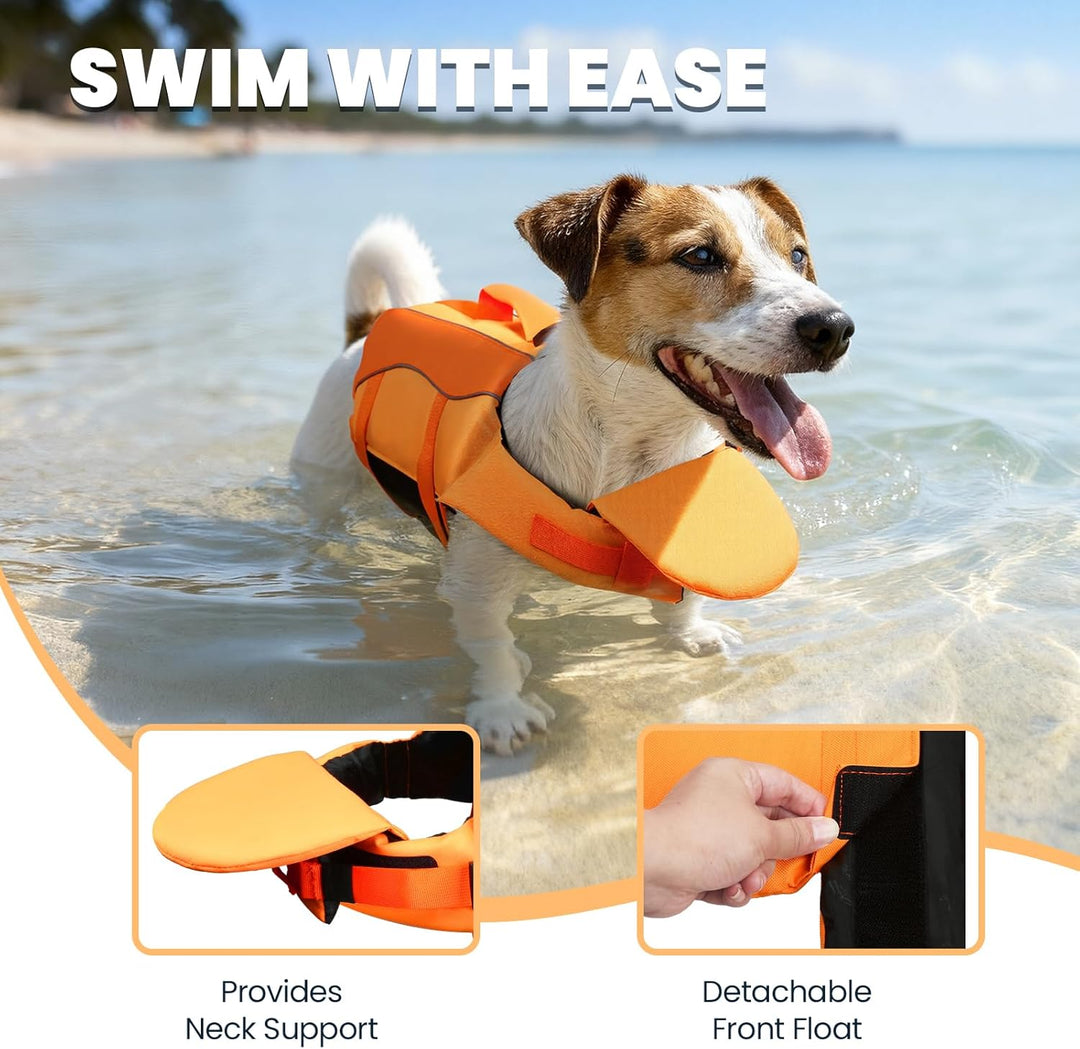 VIVAGLORY Front Float Schwimmweste Hund, Hundeschwimmweste für Bootfahren, Schwimmweste with Kopfstü