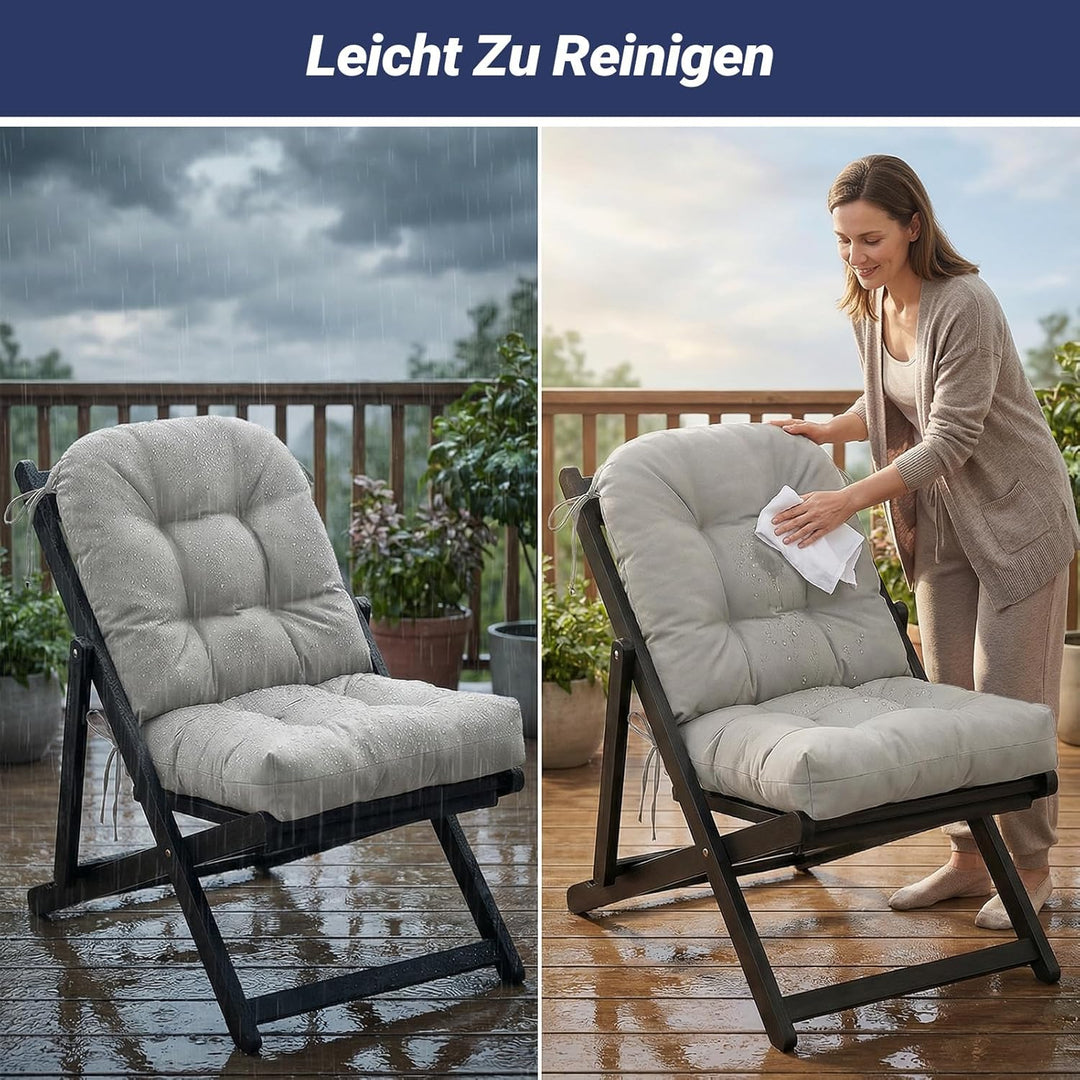Dicke Outdoor Sitzkissen Stuhl 2 Stück Wasserdichtes (Hellgrau) | Erwachsene Stuhlkissen 48*48 mit B